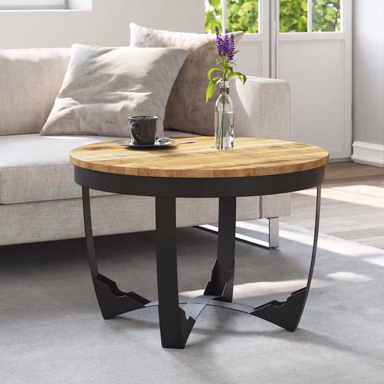 vidaXL Tavolino da Salotto in Legno di Mango e Metallo Marrone L: 60 cm, P: 40 cm