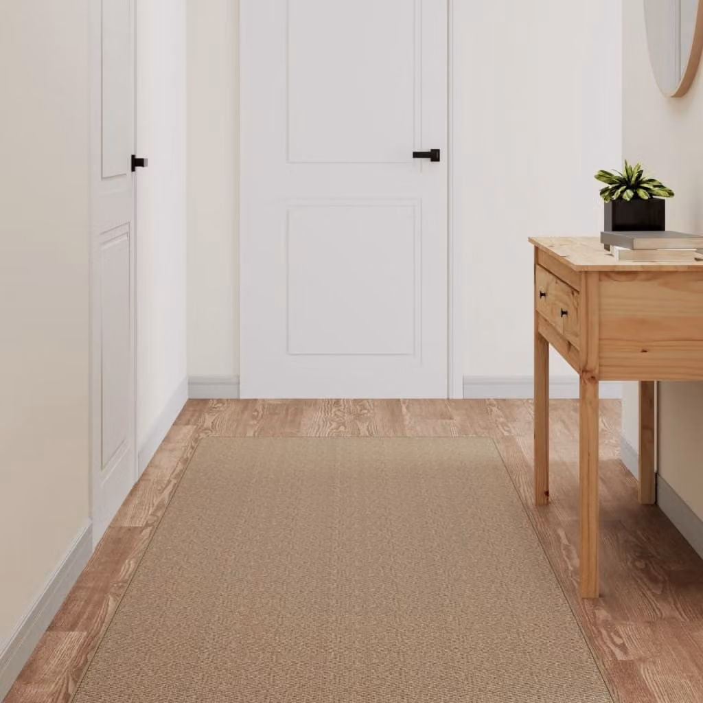 Tappeto a corsia vidaXL con aspetto sisal color sabbia e marrone, L 80 cm x P 200 cm