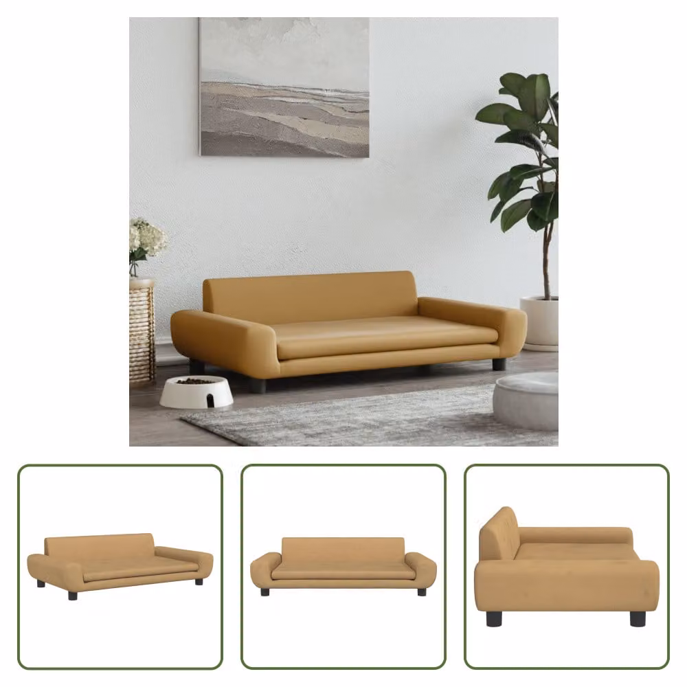 The Living Store Letto per cani Marrone 100x54x33 cm in velluto