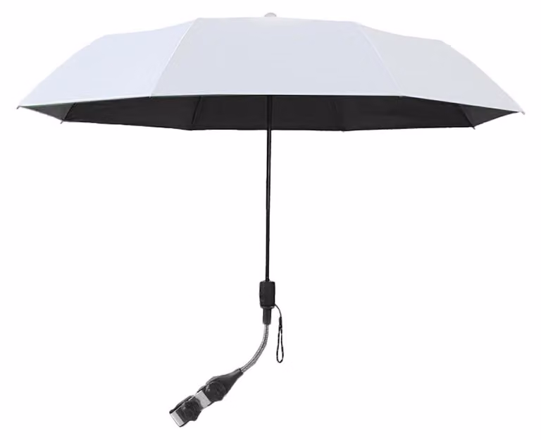Parasole per sedia, regolabile a 360°, colore argento, diametro 95 cm