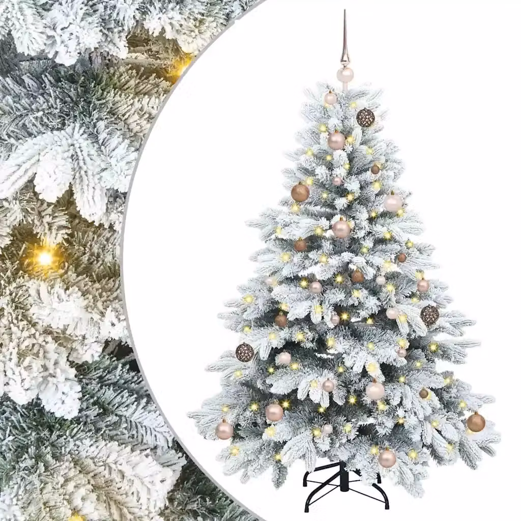 Albero di Natale artificiale moderno vidaXL bianco con 150 LED luce bianca calda in PE e PVC, Altezza: 150 cm – 2