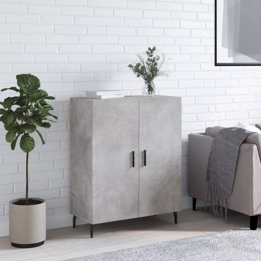 Credenza vidaXL in legno multistrato e metallo, Grigio, L: 69,5 cm, P: 34 cm, H: 90 cm