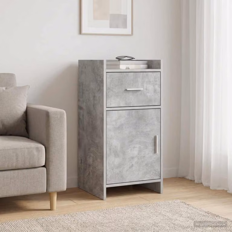 Credenza moderna vidaXL in legno ingegnerizzato e metallo, colore grigio, L 40 cm x P 36 cm x H 80 cm