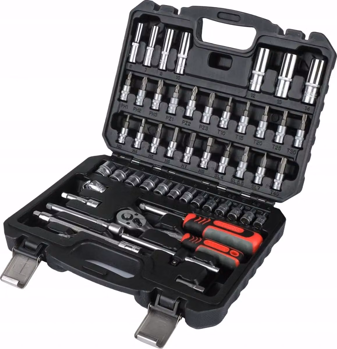Set di utensili Schmith, set di chiavi a bussola, cassetta portachiavi a cricchetto, 1/4 di pollice, 53 pezzi. Utensili professionali per officina, ideali per bricoleurs e meccanici