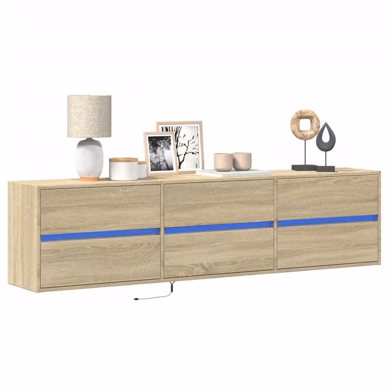Mobile TV a parete con LED vidaXL in rovere color marrone L: 180 cm, P: 31 cm, H: 45 cm