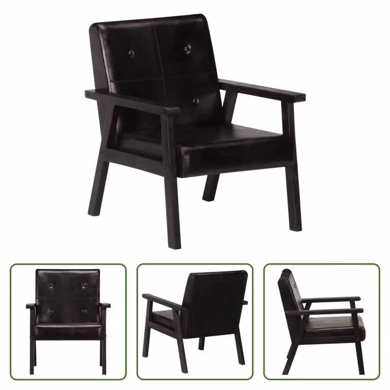 The Living Store Poltrona in vera pelle nera