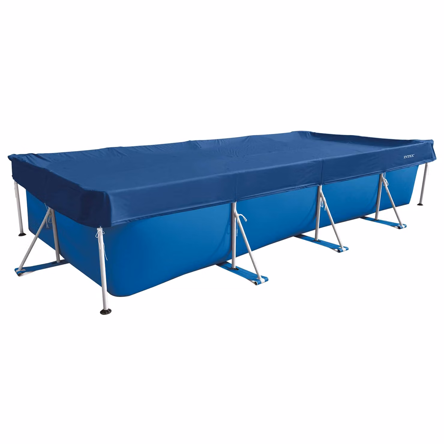 Copertura per piscina rettangolare Intex in PVC e PET blu e grigio L: 450 cm, P: 220 cm