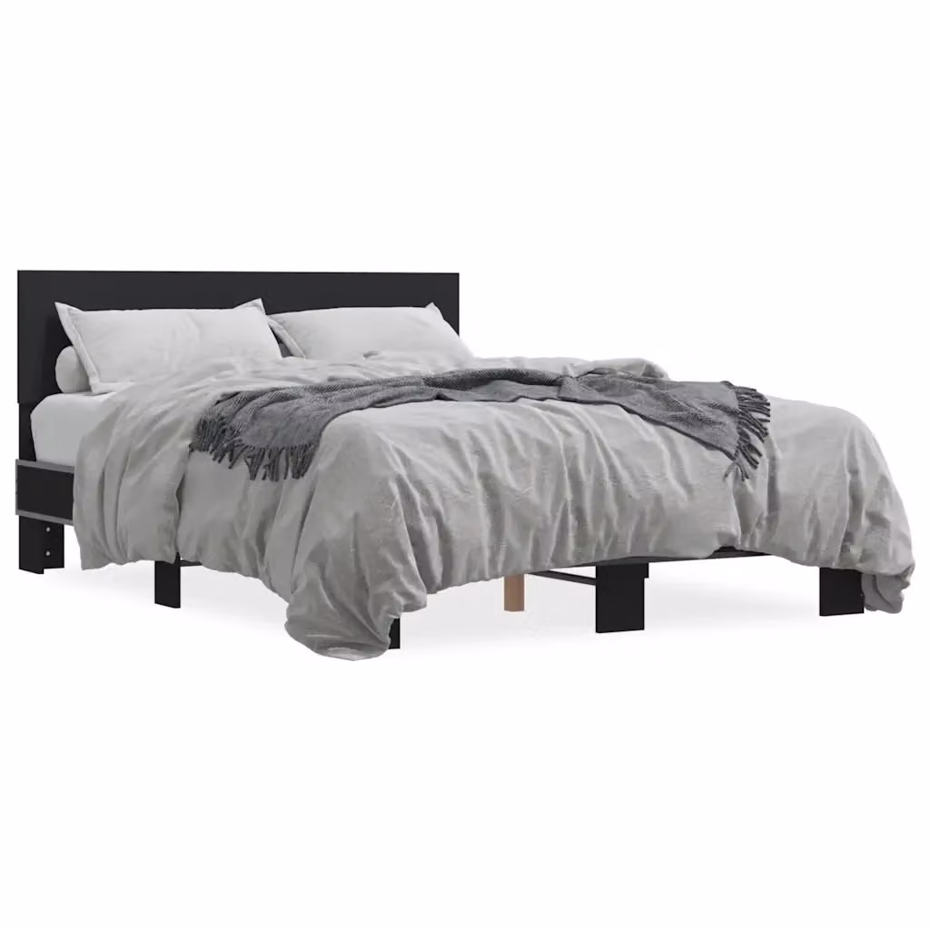 Letto matrimoniale moderno vidaXL in legno e metallo nero 120 x 200 cm – 2