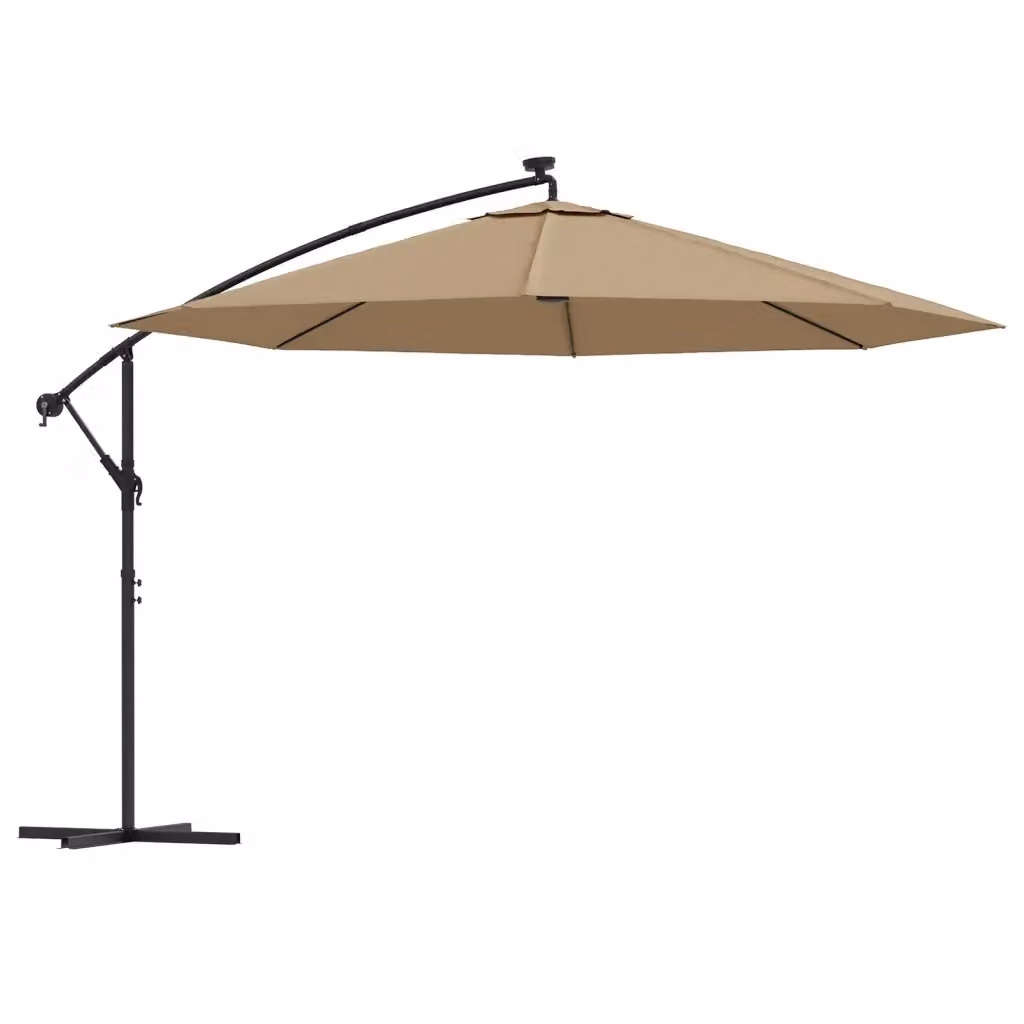 Ombrellone a sbalzo con LED e palo in metallo beige da 350 cm – 2
