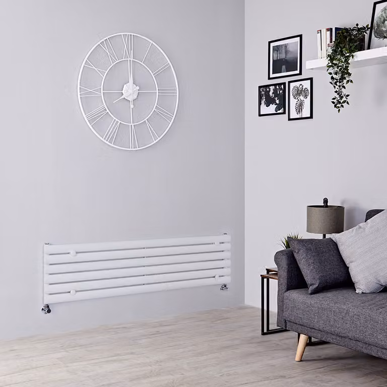 Radiatore di Design Orizzontale - Pannello Singolo - 354mm x 1400mm - Bianco - Revive