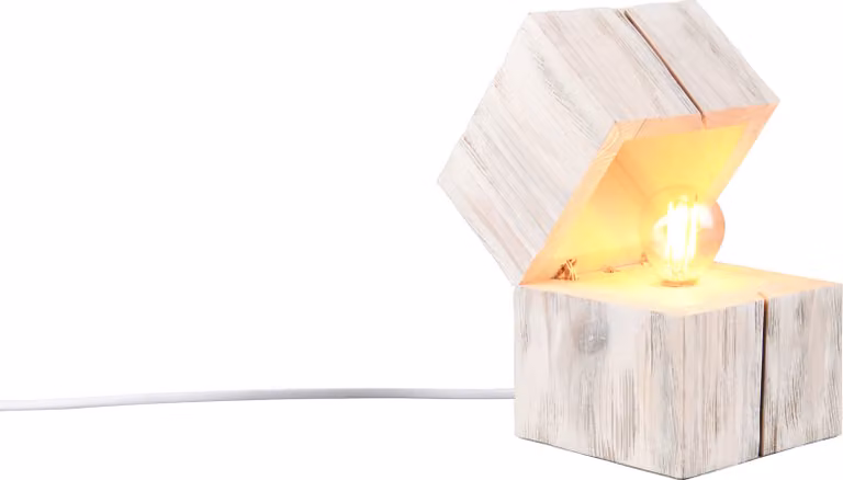 Lampada da tavolo Treasure bianca 1xE14x10W in legno, dimensioni: 16x12x12 cm, IP20, Trio