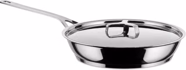 Alessi Padella a Manico Lungo in Acciaio Inossidabile Argento, Diametro: 28 cm