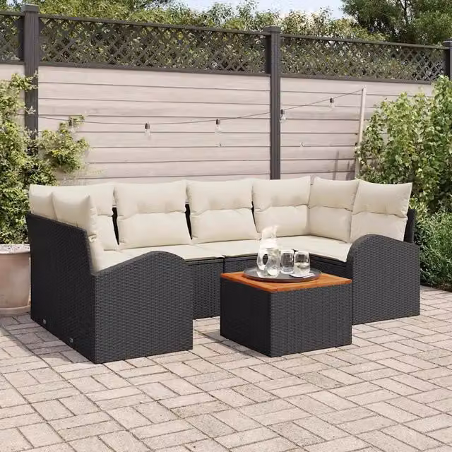 Set Divano da Giardino 7 pz Nero polyrattan 3347530