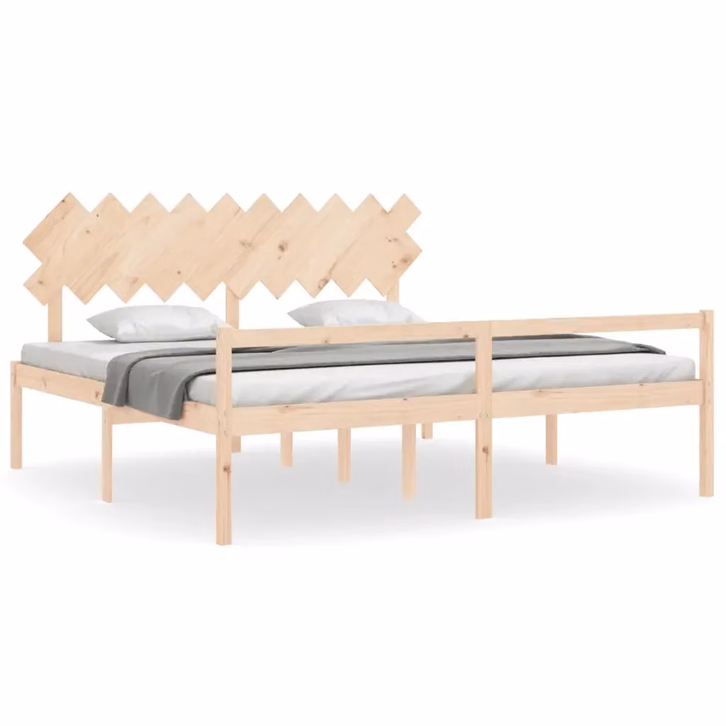 Letto per anziani vidaXL in legno massello di pino bianco con testiera L/P/H: 200 x 200 x 80,5 cm – 2