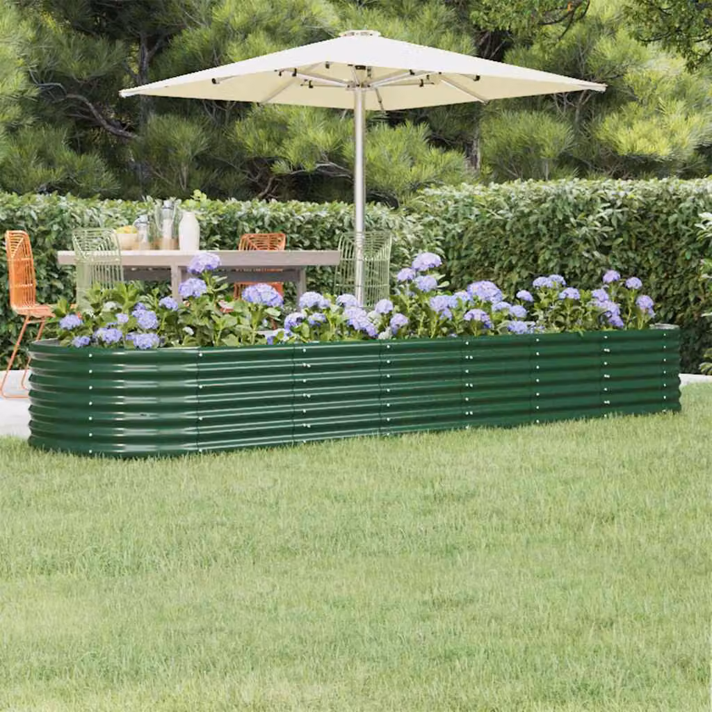 Letto rialzato da giardino vidaXL in acciaio zincato verde L: 296 cm, P: 80 cm, H: 36 cm