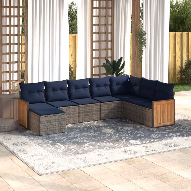 Maison Exclusive - Set di 8 divani da giardino con cuscini, grigio, polyrattan