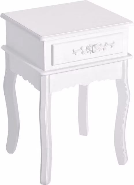 Comodino Moderno Aosom con Cassetto in Legno Bianco