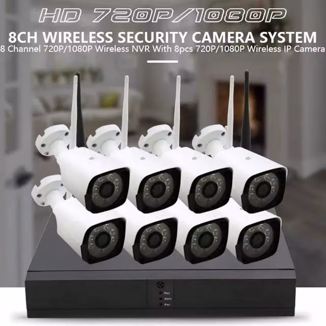 Kit Sistema di Videosorveglianza CCTV Andowl con 8 Telecamere HD Wireless WiFi e DVR Bianco