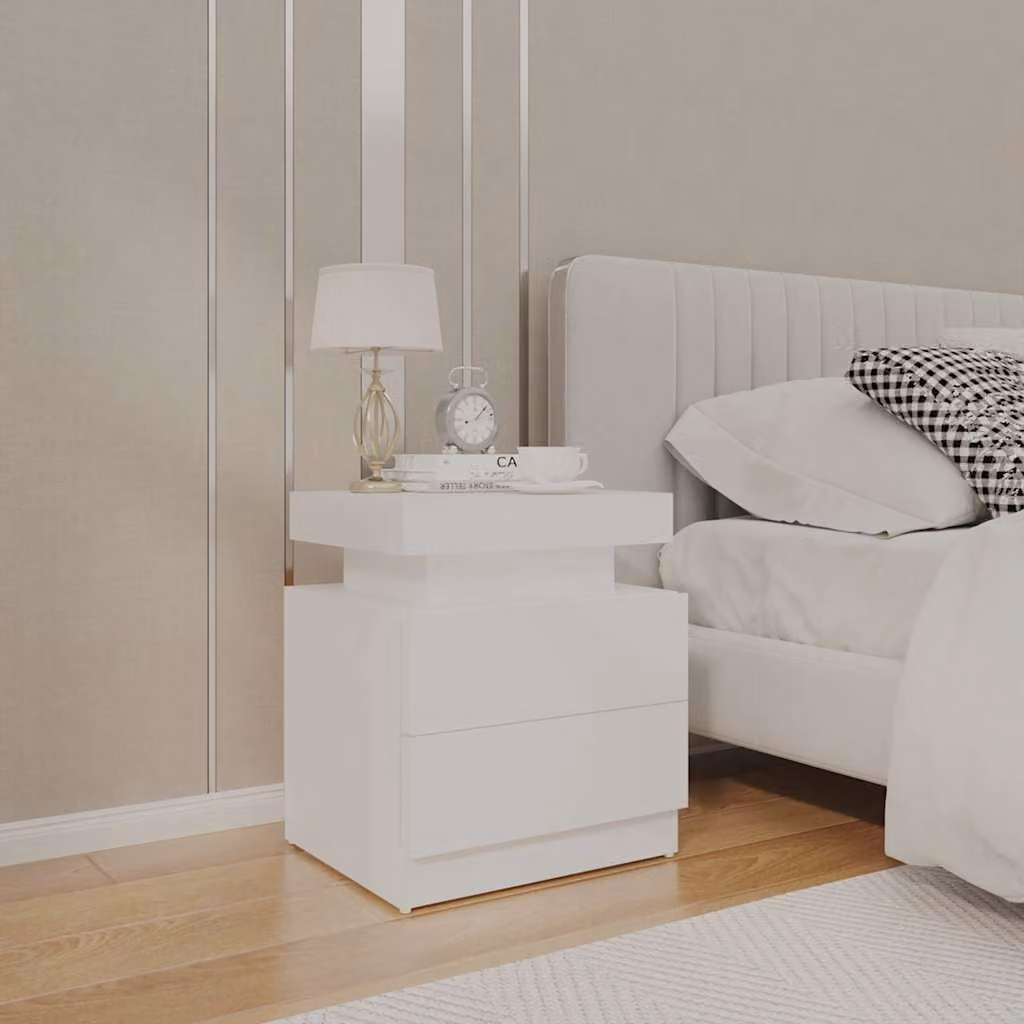 Comodino sospeso vidaXL Bianco moderno in legno e MDF L: 45 cm, P: 35 cm, H: 52 cm