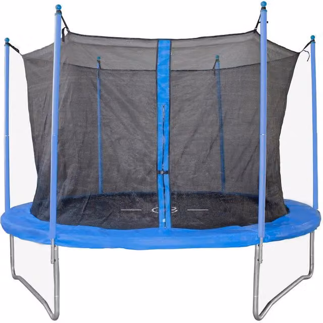Trampolino Tappeto Elastico da Esterno Garlando Combi M con Rete di Protezione, Colore Nero e Blu, in Acciaio Zincato e Poliestere, Diametro: 244 cm