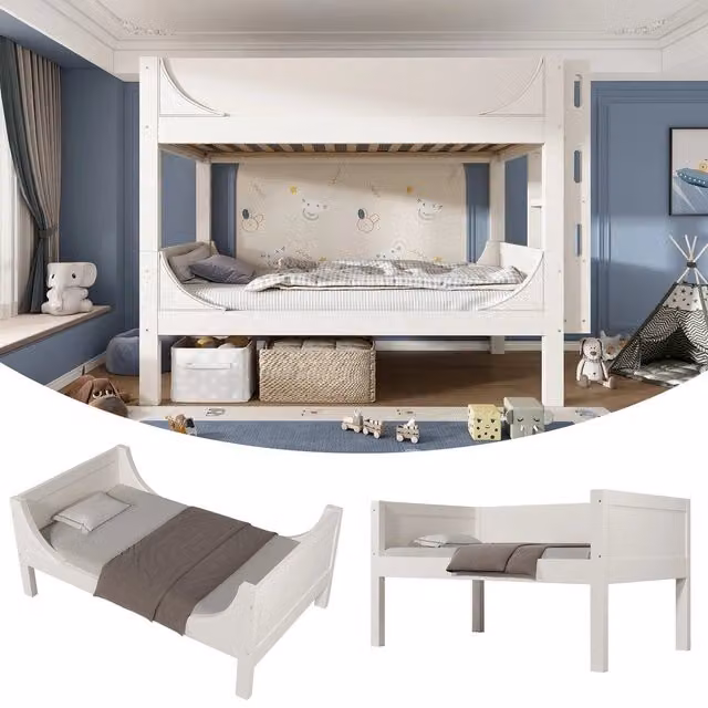 Letto a castello divisibile ¨C Minimal ¨C bianco in legno 90x200cm senza materasso