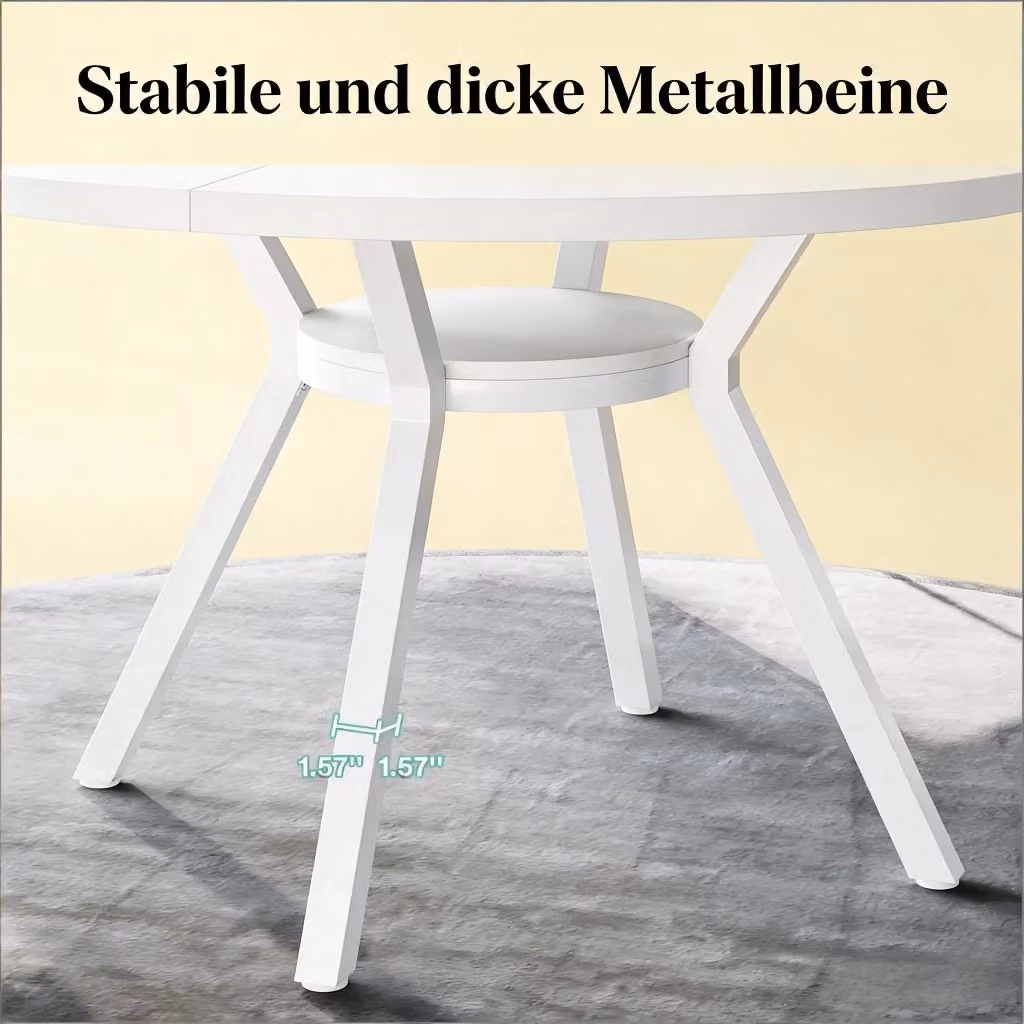 Tavolo da pranzo rotondo REDOM in metallo e legno bianco, stile moderno – 2