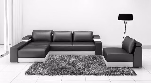 Ecksofa Eck Sofa Couch Polster Leder Garnitur Wohnlandschaft Chaiselounge