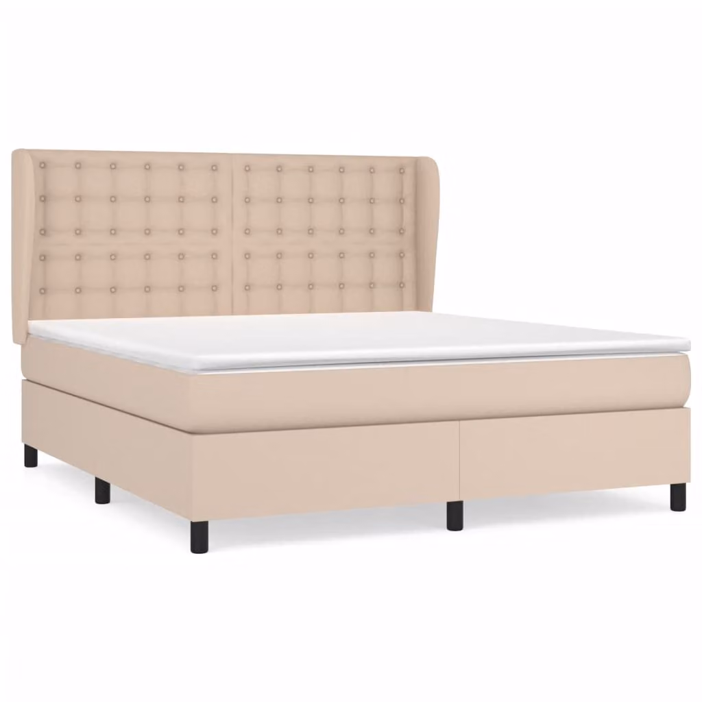 Giroletto a Molle con Materasso Cappuccino 160x200cm Pelle finta