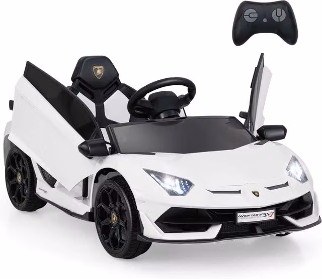 Auto elettrica giocattolo lamborghini 12V con licenza Per bambini, Veicolo elettrico con telecomando Bianco-Macchinine giocattoli
