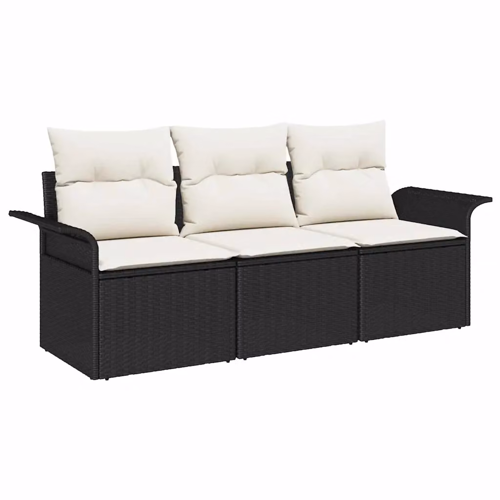 Set di divani da esterno vidaXL in rattan e metallo nero con cuscini inclusi – 2