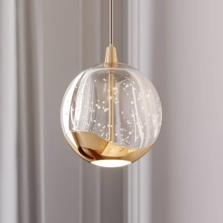 Lampada a sospensione in vetro Hayley Lucande, Chiaro / Trasparente, Soggiorno / Sala da pranzo, Vetro, Moderno, Lampada a sospensione