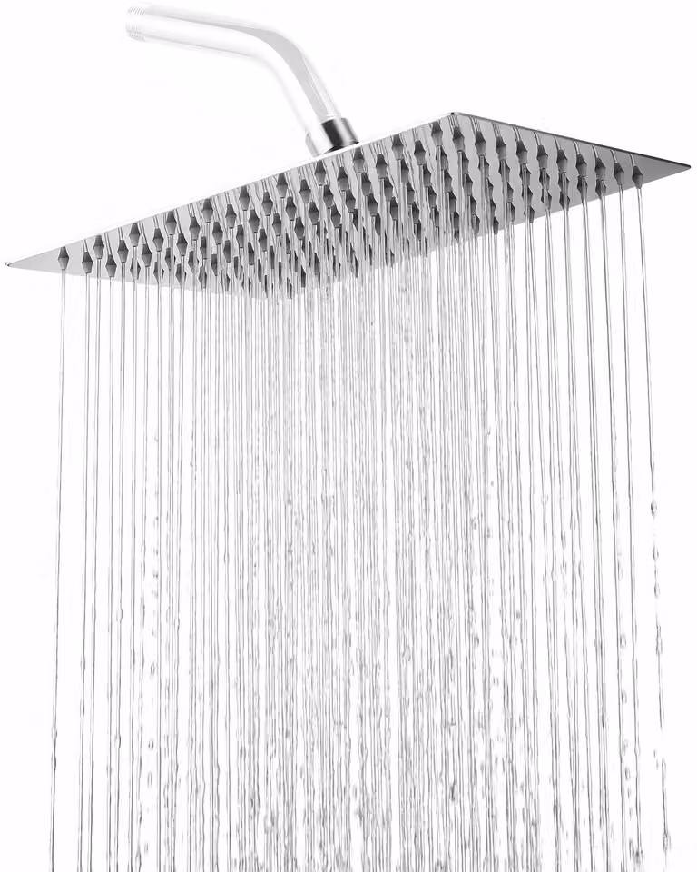 Doccia in acciaio inossidabile anti-calcare, quadrata, 25 cm