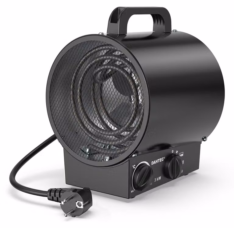 Stufa elettrica da officina, 3000 W - Nera - 230 Volt - Con termostato - Adatta per garage e depositi