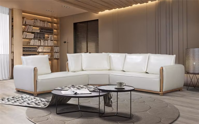 Designer Sofa Couch Ecksofa mit Hocker Polster Garnitur Wohnlandschaft L-Form