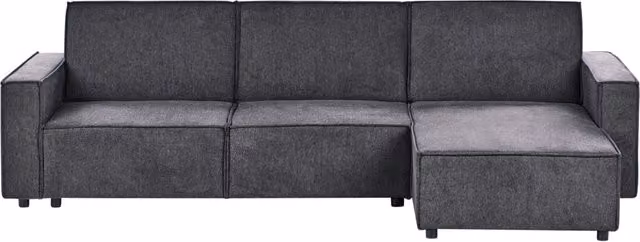 Divano letto angolare Beliani in tessuto grigio con funzione click-clack a forma di L con lato sinistro L/P/H: 290 x 173 x 86 cm – 1