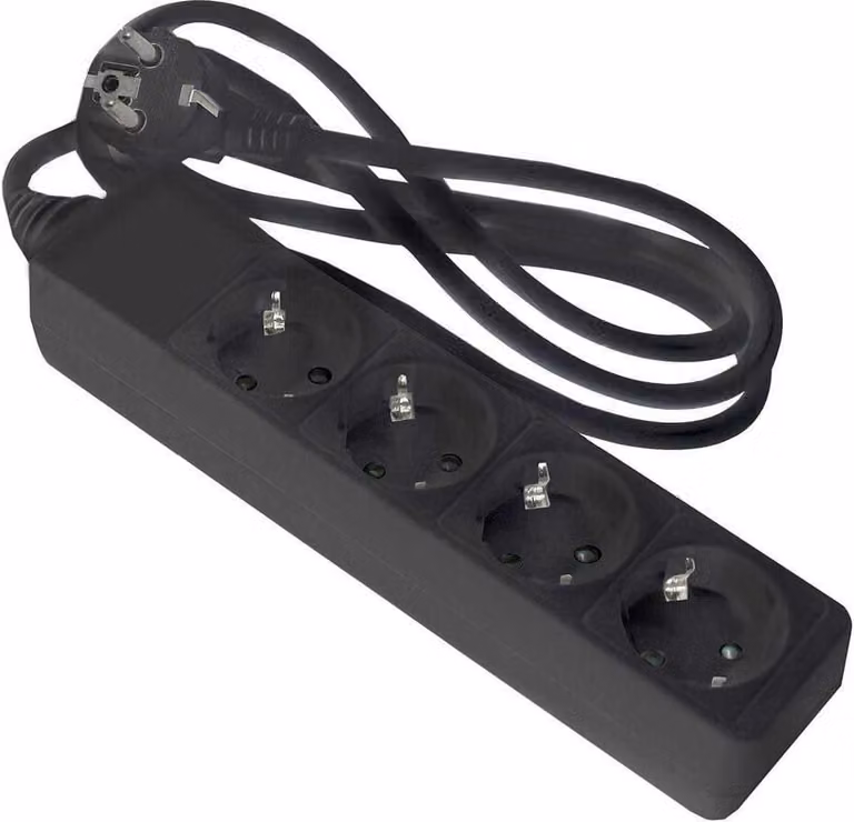 Onlex Cavo di messa a terra di base con 4 prese 1,5 M nero taglia unica / Spina UE 220V nero taglia unica