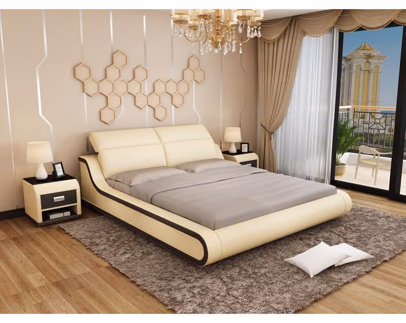 Bett Polster Design Luxus Doppel Hotel Betten 180x200cm Schlaf Zimmer Leder