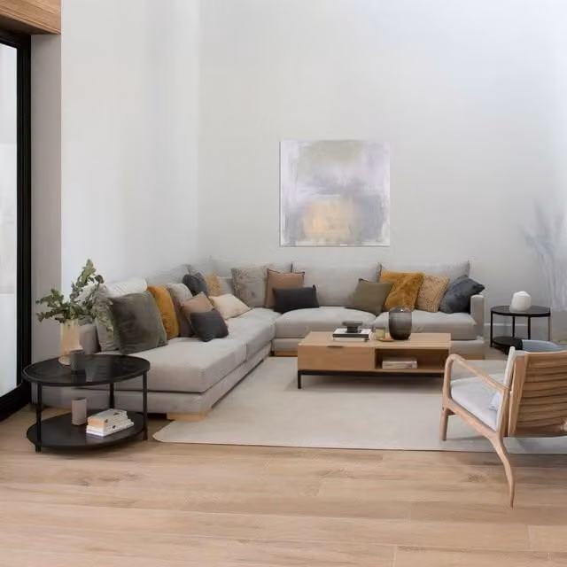 Luxor Living Sofà Letto Angolare a L da 5 Posti con Lato Sinistro, Rivestimento in Tessuto Grigio e Struttura in Legno Solido