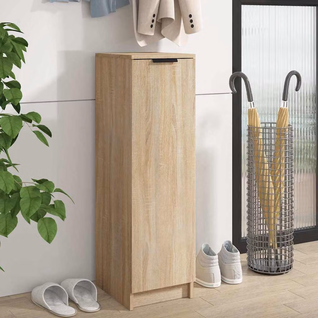 Scarpiera moderna vidaXL in legno color rovere, sospesa a parete, L: 30 cm, P: 35 cm, H: 100 cm