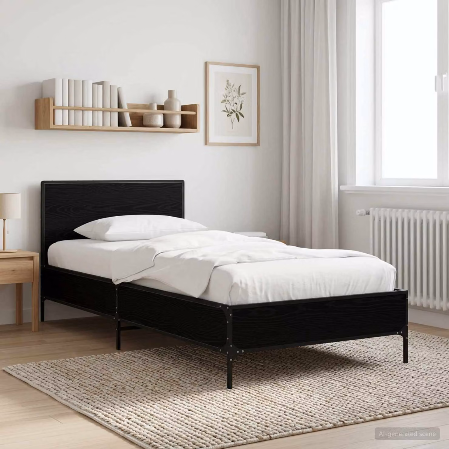 Struttura letto con testata vidaXL in legno Rovere Nero L: 80 cm, P: 200 cm, H: 83 cm