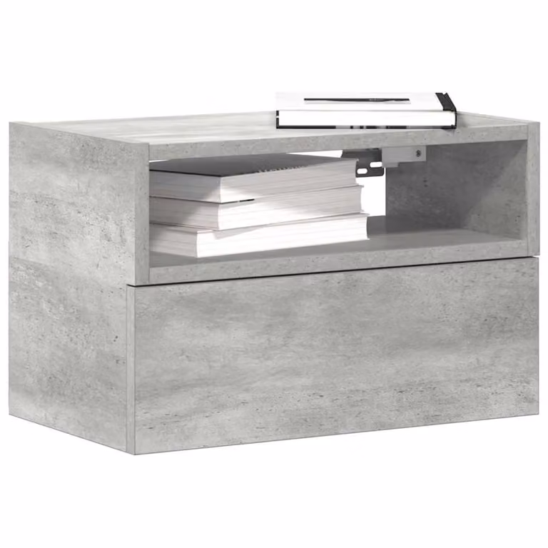 Set di 2 comodini da muro vidaXL in stile moderno, colore grigio cemento, L 45 cm x P 26 cm x H 28,5 cm