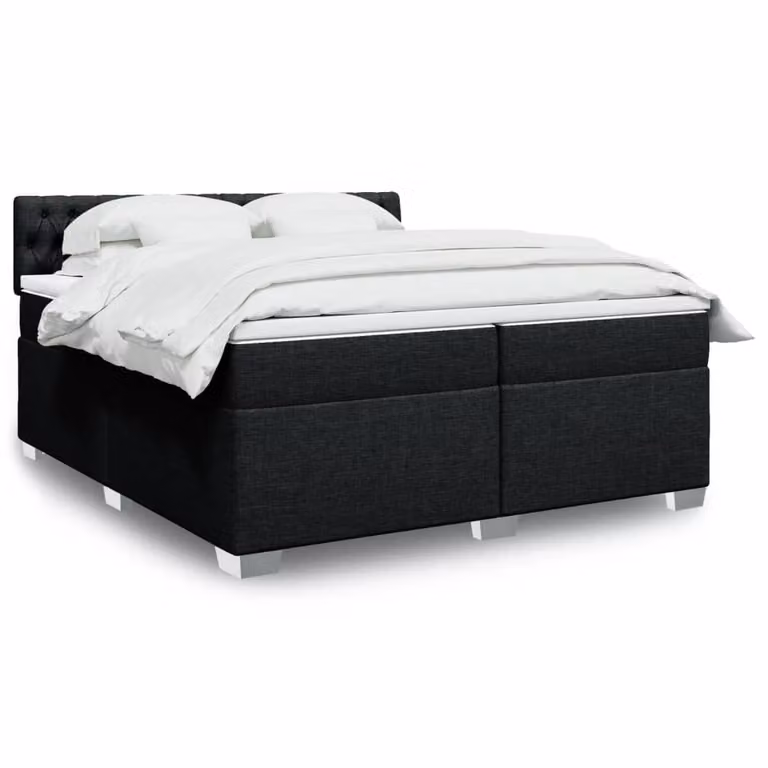 vidaXL Giroletto a Molle con Materasso Ibrido in Tessuto Nero 200 x 200 cm
