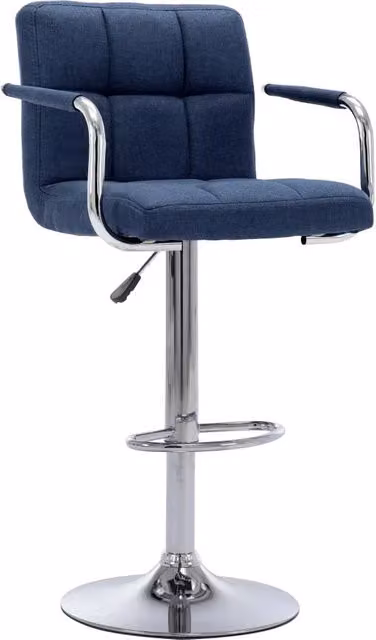 Set di 2 sedie da bar vidaXL blu in tessuto con base in metallo girevole a 360 gradi e braccioli