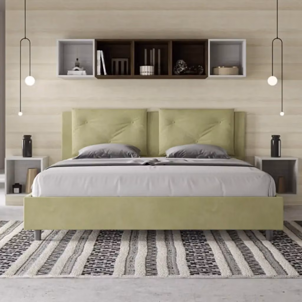 Letto Appia Ityhome con rete imbottita in microfibra colore verde L: 180 cm, P: 222 cm, H: 110 cm – 2