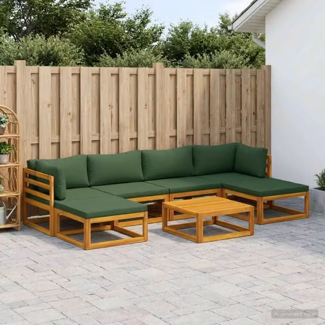 Set di divani 7 pz Naturale Legno di Acacia Massello 3417266