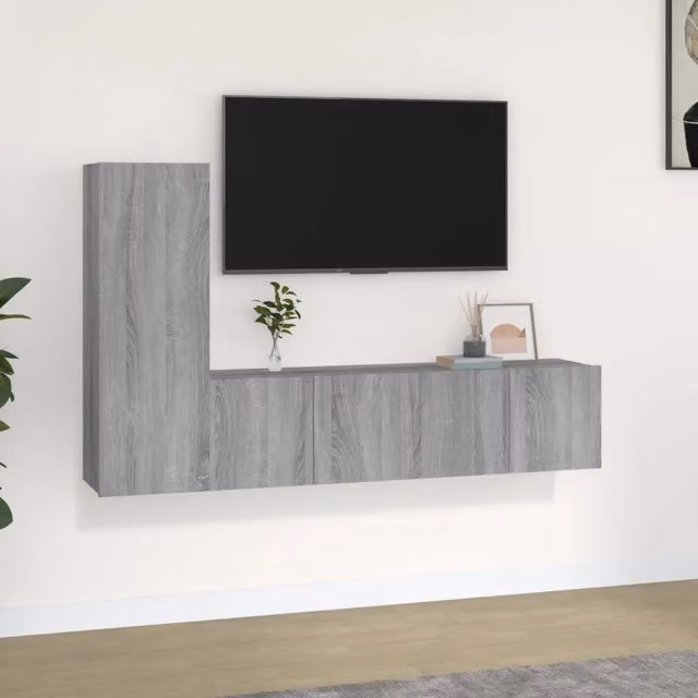 Set di mobili porta TV da 3 pezzi vidaXL in legno color grigio per il tuo soggiorno
