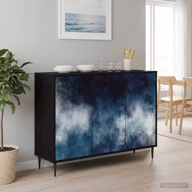 Credenza moderna RAALTE vidaXL colore nero L: 102 cm, P: 33 cm, H: 76 cm