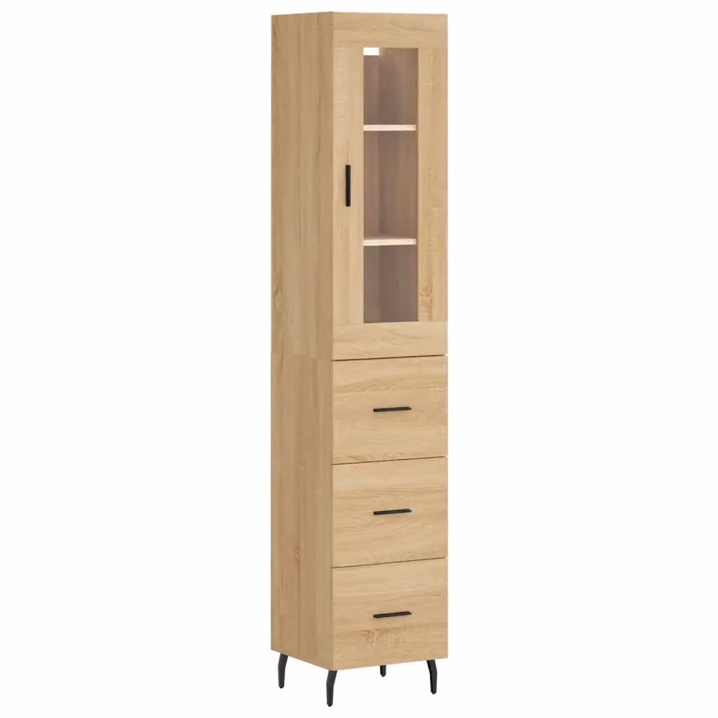 Credenza moderna vidaXL in legno e metallo color rovere, L/P/H: 34,5 x 34 x 180 cm – 2