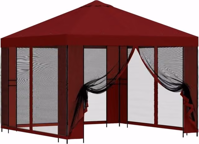 Gazebo | Pergolato da giardino con pareti laterali 3 x 3 m Borgogna