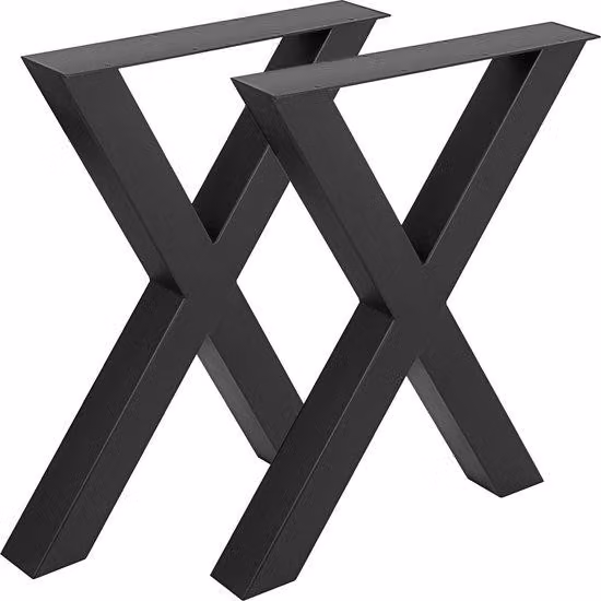 Gambe metalliche per tavolo, 2 pezzi - Gambe industriali per tavoli da pranzo e tavolini, capacità di carico massima 1000 kg, design a forma di X, ideali per uso domestico,da pranzo, caffetterie e bar, dimensioni 720x790 mm